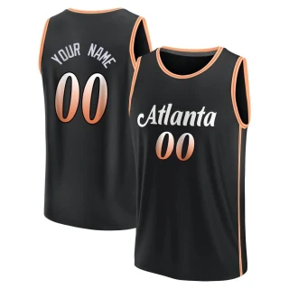 Men's Custom Atlanta Hawks Black Fast Break Custom 2022/23 City Edition Jersey