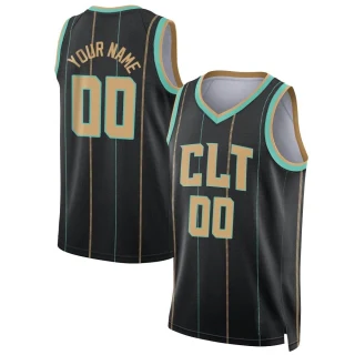 Men's Custom Charlotte Hornets Black Swingman Jordan Brand Custom 2022/23 City Edition Jersey
