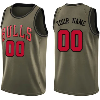 Men's Custom Chicago Bulls Green Swingman Custom Salute to Service Jersey