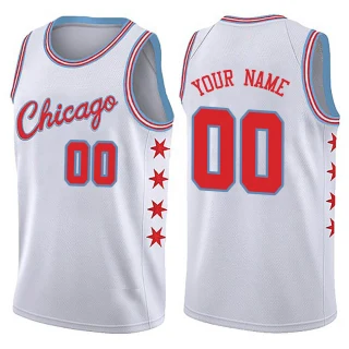 Men's Custom Chicago Bulls White Swingman Custom Jersey - City Edition