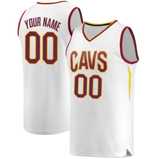 Men's Custom Cleveland Cavaliers White Fast Break Custom Jersey - Association Edition