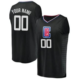Men's Custom Los Angeles Clippers Black Fast Break Custom Jersey - Statement Edition
