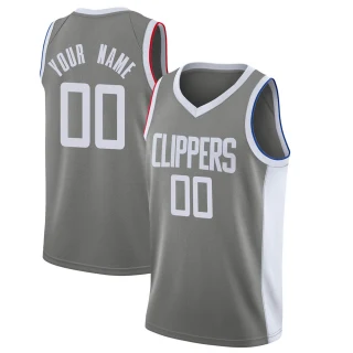 Men's Custom Los Angeles Clippers Gray Swingman Custom 2020/21 Jersey - Earned Edition