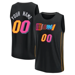 Men's Custom Miami Heat Black Fast Break Custom 2021/22 Replica City Edition Jersey