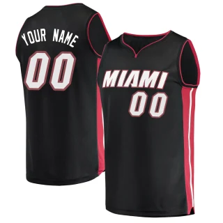 Men's Custom Miami Heat Black Fast Break Custom Jersey - Icon Edition