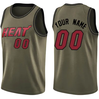 Men's Custom Miami Heat Green Swingman Custom Salute to Service Jersey