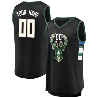 Men's Custom Milwaukee Bucks Black Fast Break Custom Jersey - Statement Edition