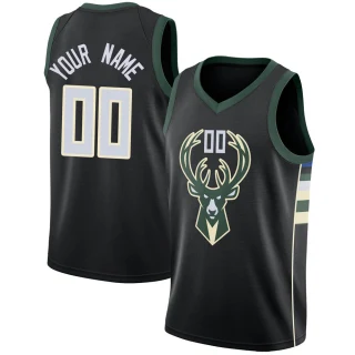 Men's Custom Milwaukee Bucks Black Swingman Custom Jersey - Statement Edition
