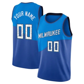 Men's Custom Milwaukee Bucks Blue Swingman Custom 2020/21 Jersey - City Edition