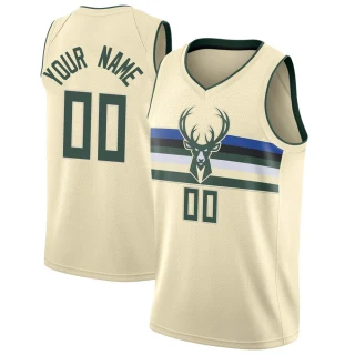 Men's Custom Milwaukee Bucks Cream Swingman Custom Jersey - City Edition