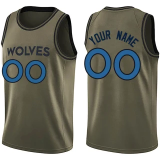 Men's Custom Minnesota Timberwolves Green Swingman Custom Salute to Service Jersey