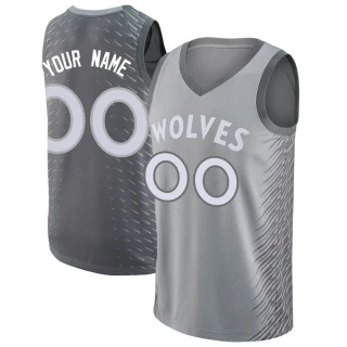 Men's Custom Minnesota Timberwolves Swingman Custom Silver Jersey - City Edition