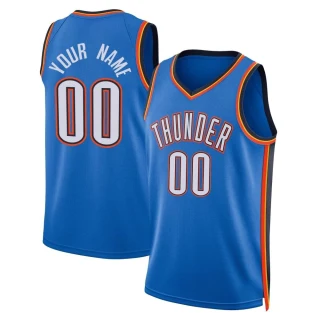 Men's Custom Oklahoma City Thunder Blue Swingman Custom 2022/23 Icon Edition Jersey