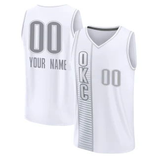 Men's Custom Oklahoma City Thunder White Fast Break Custom 2021/22 Replica City Edition Jersey