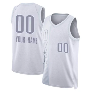 Men's Custom Oklahoma City Thunder White Swingman Custom 2021/22 City Edition Jersey