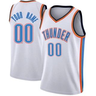 Men's Custom Oklahoma City Thunder White Swingman Custom Jersey - Association Edition