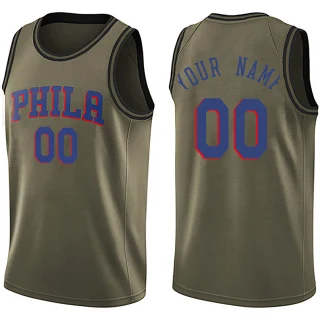 Men's Custom Philadelphia 76ers Green Swingman Custom Salute to Service Jersey