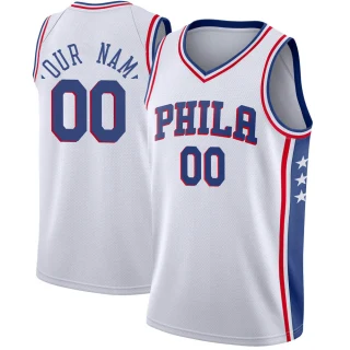 Men's Custom Philadelphia 76ers White Swingman Custom Jersey - Association Edition
