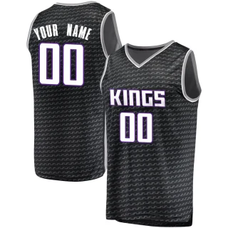 Men's Custom Sacramento Kings Black Fast Break Custom Jersey - Statement Edition