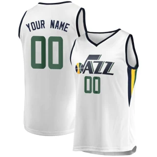 Men's Custom Utah Jazz White Fast Break Custom Jersey - Association Edition