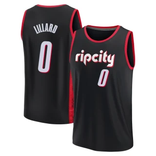 Men's Damian Lillard Portland Trail Blazers Black Fast Break 2021/22 Replica City Edition Jersey