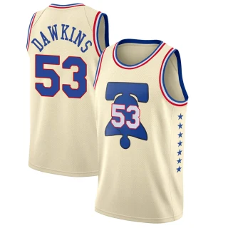 Men's Darryl Dawkins Philadelphia 76ers Cream Swingman 2020/21 Jersey - Earned Edition