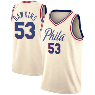 Men's Darryl Dawkins Philadelphia 76ers Cream Swingman Jersey - City Edition