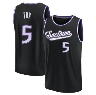 Men's De'Aaron Fox Sacramento Kings Black Fast Break 2021/22 Replica City Edition Jersey