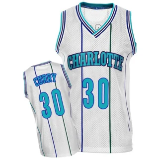 Men's Dell Curry Charlotte Hornets White Authentic Throwback Jersey