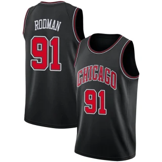 Men's Dennis Rodman Chicago Bulls Black Swingman Jersey - Statement Edition
