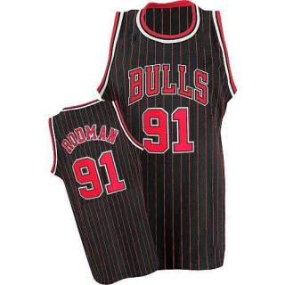 Men's Dennis Rodman Chicago Bulls Black/Red Authentic Strip Throwback Jersey