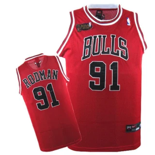 Men's Dennis Rodman Chicago Bulls Red Swingman Champions Patch Jersey