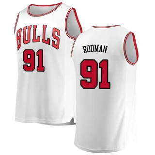 Men's Dennis Rodman Chicago Bulls White Fast Break Jersey - Association Edition