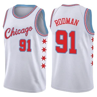 Men's Dennis Rodman Chicago Bulls White Swingman Jersey - City Edition