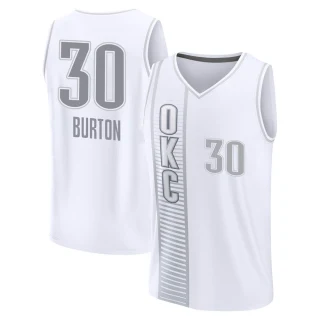Men's Deonte Burton Oklahoma City Thunder White Fast Break 2021/22 Replica City Edition Jersey