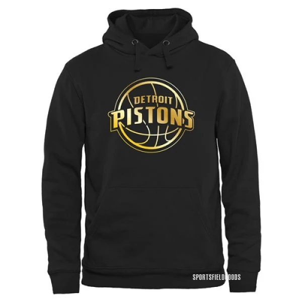 Men's Detroit Pistons Gold Collection Pullover Hoodie - Black