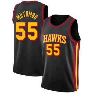 Men's Dikembe Mutombo Atlanta Hawks Black Swingman Jordan Brand Jersey - Statement Edition