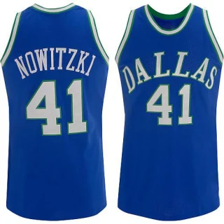 Men's Dirk Nowitzki Dallas Mavericks Blue Authentic Throwback Jersey