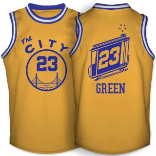 Men's Draymond Green Golden State Warriors Gold Authentic Throwback The City Jersey
