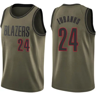 Men's Drew Eubanks Portland Trail Blazers Green Swingman Salute to Service Jersey