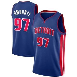 Men's Eugene Omoruyi Detroit Pistons Blue Swingman Jersey - Icon Edition