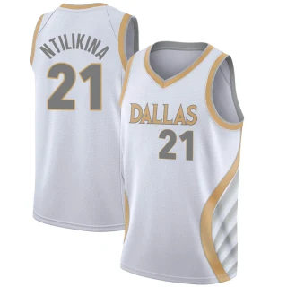 Men's Frank Ntilikina Dallas Mavericks White Swingman 2020/21 Jersey - City Edition