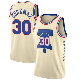 Men's Furkan Korkmaz Philadelphia 76ers Cream Swingman 2020/21 Jersey - Earned Edition