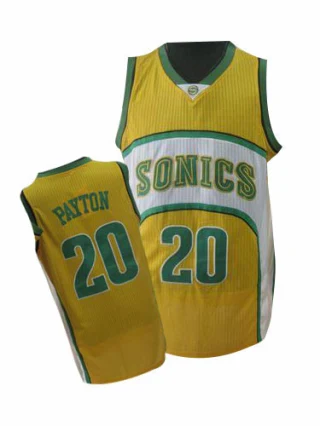 Men's Gary Payton Oklahoma City Thunder Yellow Authentic SuperSonics Throwback Jersey