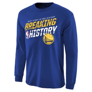 Men's Golden State Warriors Gold Breaking History Long Sleeve T-Shirt - Royal