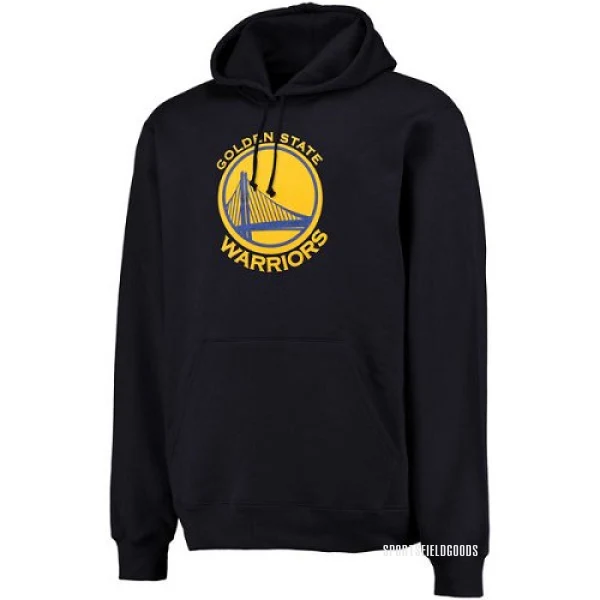 Men's Golden State Warriors Gold Logo Pullover Hoodie Sweatshirt - Navy