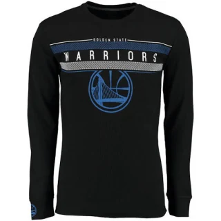 Men's Golden State Warriors Gold UNK MVP Midtown Long Sleeve Thermal T-Shirt - Black