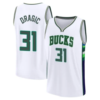 Men's Goran Dragic Milwaukee Bucks White Fast Break 2021/22 Replica City Edition Jersey