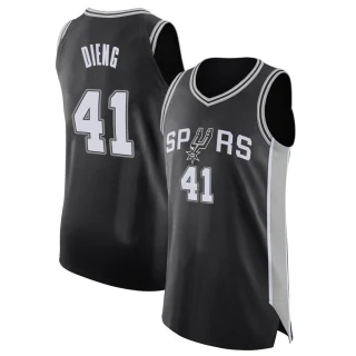 Men's Gorgui Dieng San Antonio Spurs Black Authentic Jersey - Icon Edition