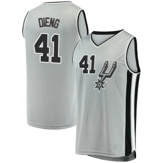 Men's Gorgui Dieng San Antonio Spurs Fast Break Silver Jersey - Statement Edition